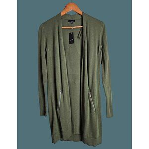 Verve Ami Open Front Cardigan Star Back Detail & Zipper Pockets Women Size S